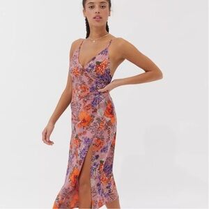 Urban Outfitters Pink and Orange Midi Dress w/ Slit